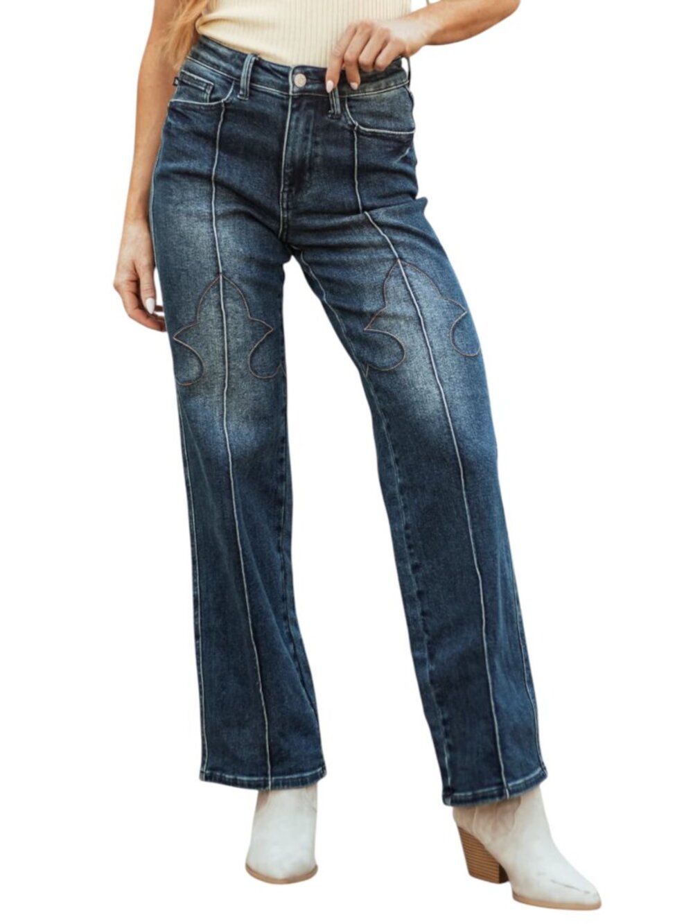 Judy Blue Western Seam Straight Fit Jeans